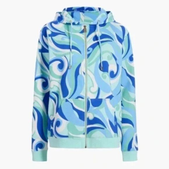 Hill House The Allie Zip Up Hoodie Fleece Jacket Ocean Kaleidoscope M - Picture 2 of 11